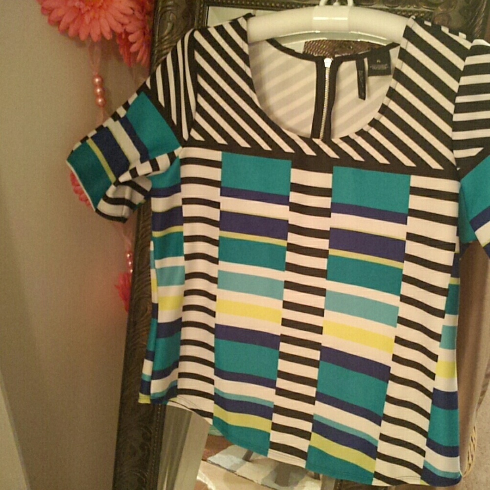 New Directions Multi color stripe top